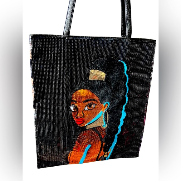 Sequins Tote Bag with Artistic Design - Picture 1 of 3